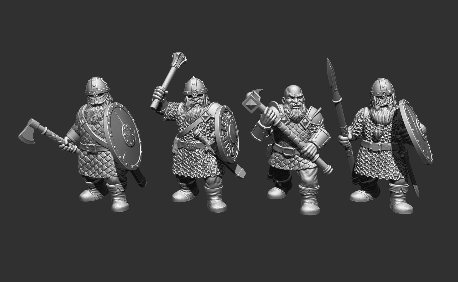 Dwarves Warriors Set1 3D Print Model 3D print model_9