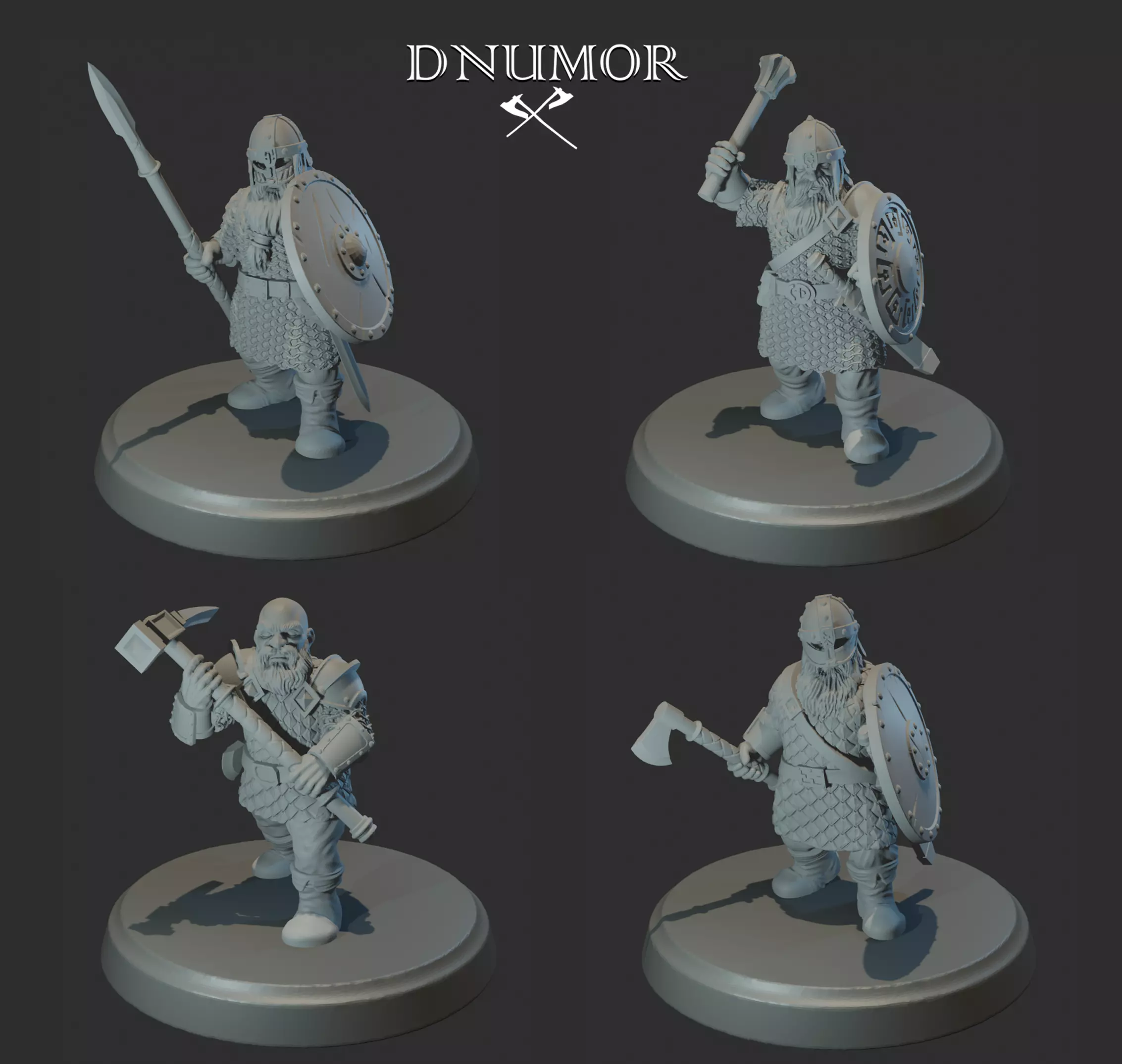Dwarves Warriors Set1 3D Print Model 3D print model_0