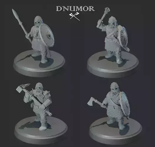 Dwarves Warriors Set1 3D Print Model 