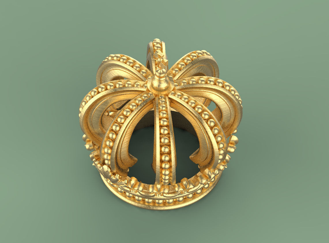 crown golden 3D print model_6
