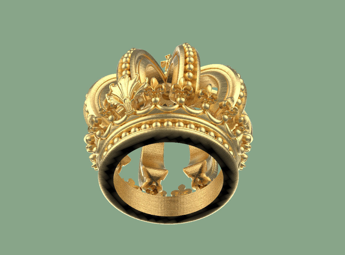 crown golden 3D print model_38