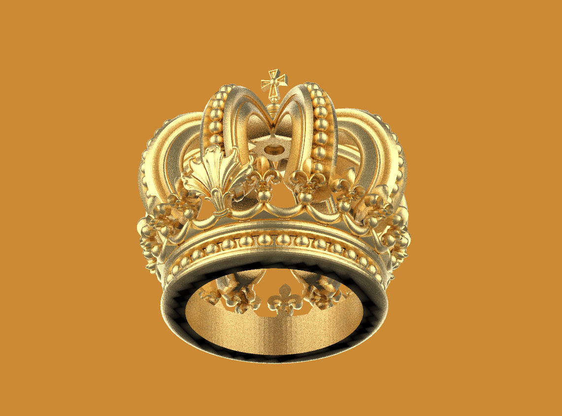 crown golden 3D print model_4
