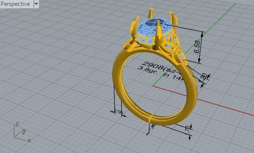 Peg head diamond ring 2908 3D print model 3D print model_7