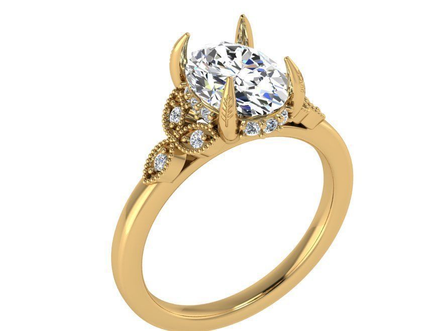 Peg head diamond ring 2908 3D print model 3D print model_1