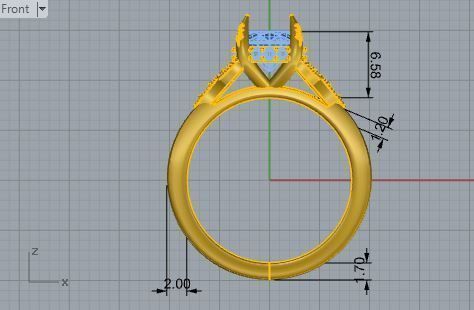 Peg head diamond ring 2908 3D print model 3D print model_5