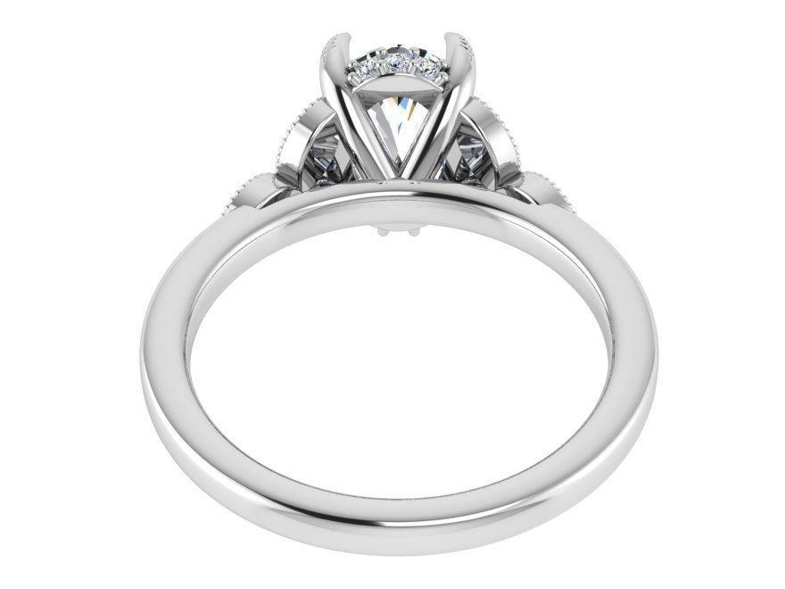 Peg head diamond ring 2908 3D print model 3D print model_3