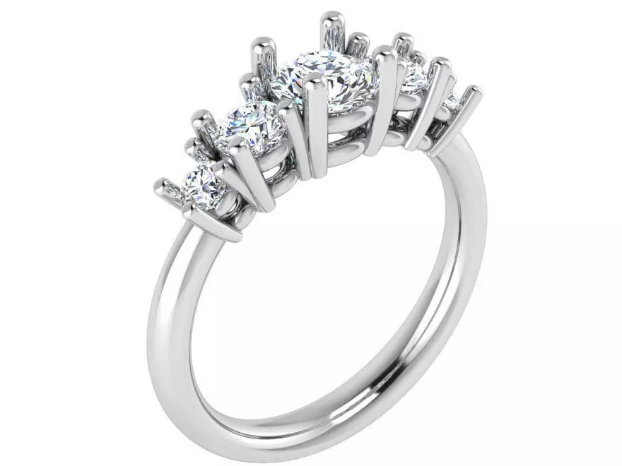 5-Stone diamond ring 2910 3D print model 3D print model_0