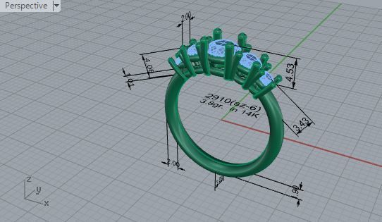 5-Stone diamond ring 2910 3D print model 3D print model_7