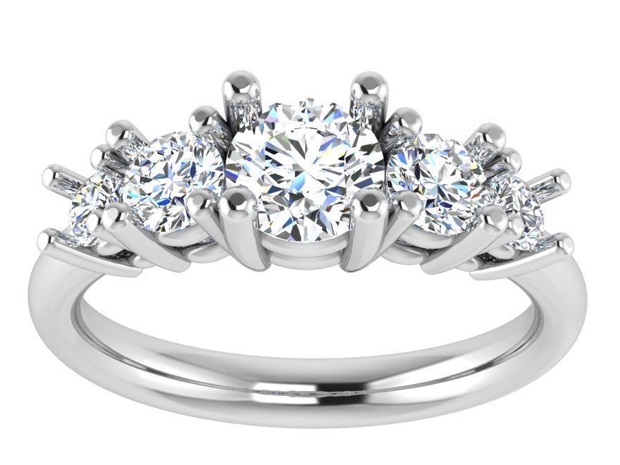 5-Stone diamond ring 2910 3D print model 3D print model_2