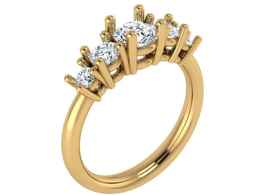 5-Stone diamond ring 2910 3D print model 3D print model_1