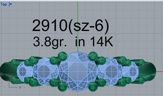 5-Stone diamond ring 2910 3D print model 3D print model_4