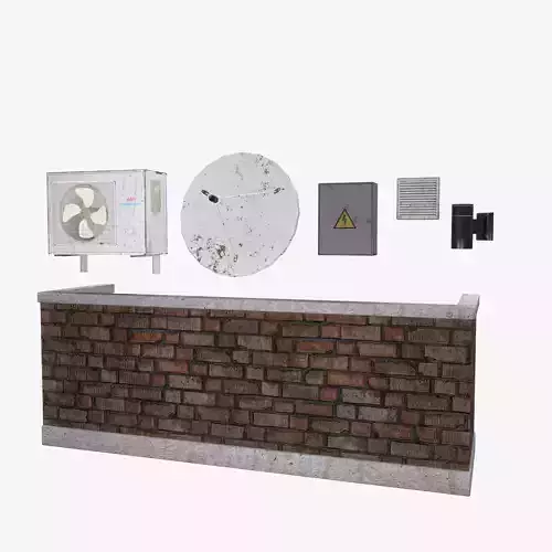 Satellite Lantern Balcony Electricity box Air Conditioner Low-poly 3D model