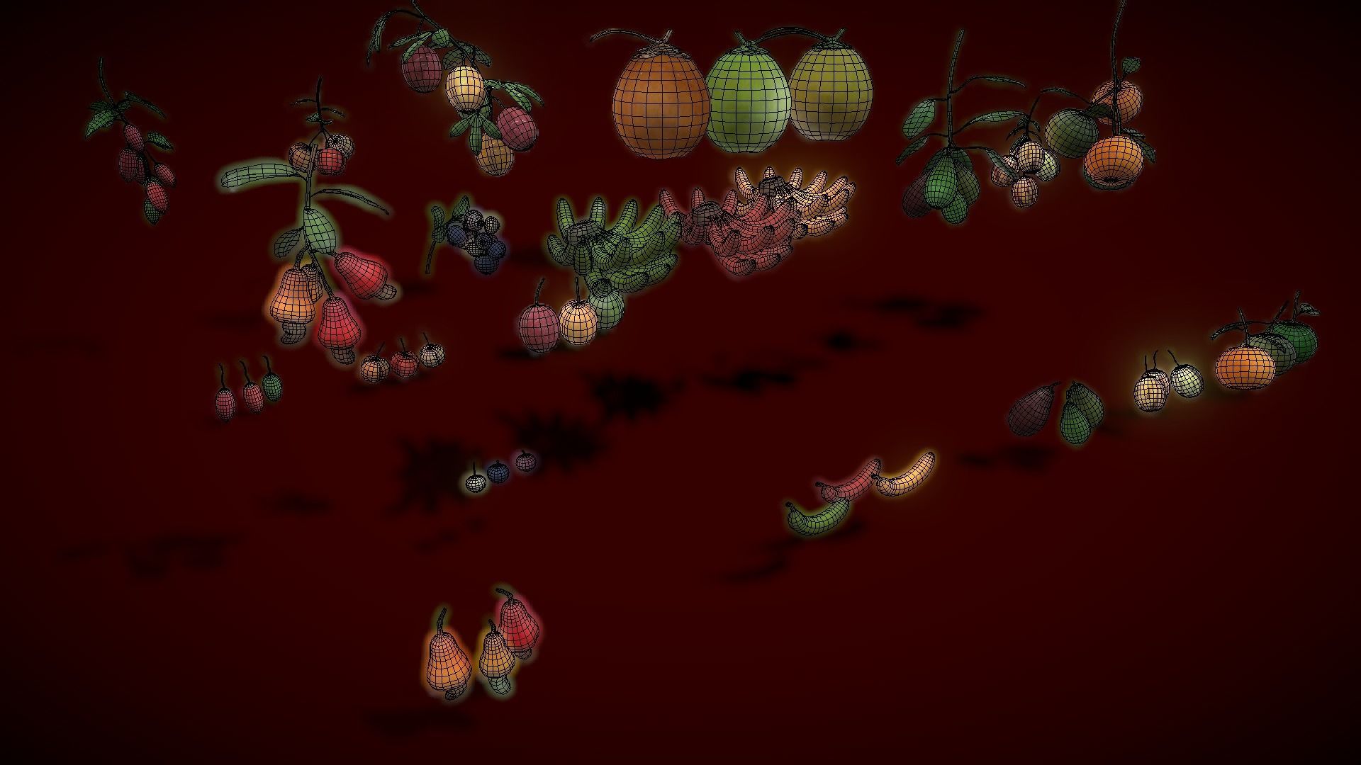 Collection Fruit Path 4 Low-poly 3D model_1