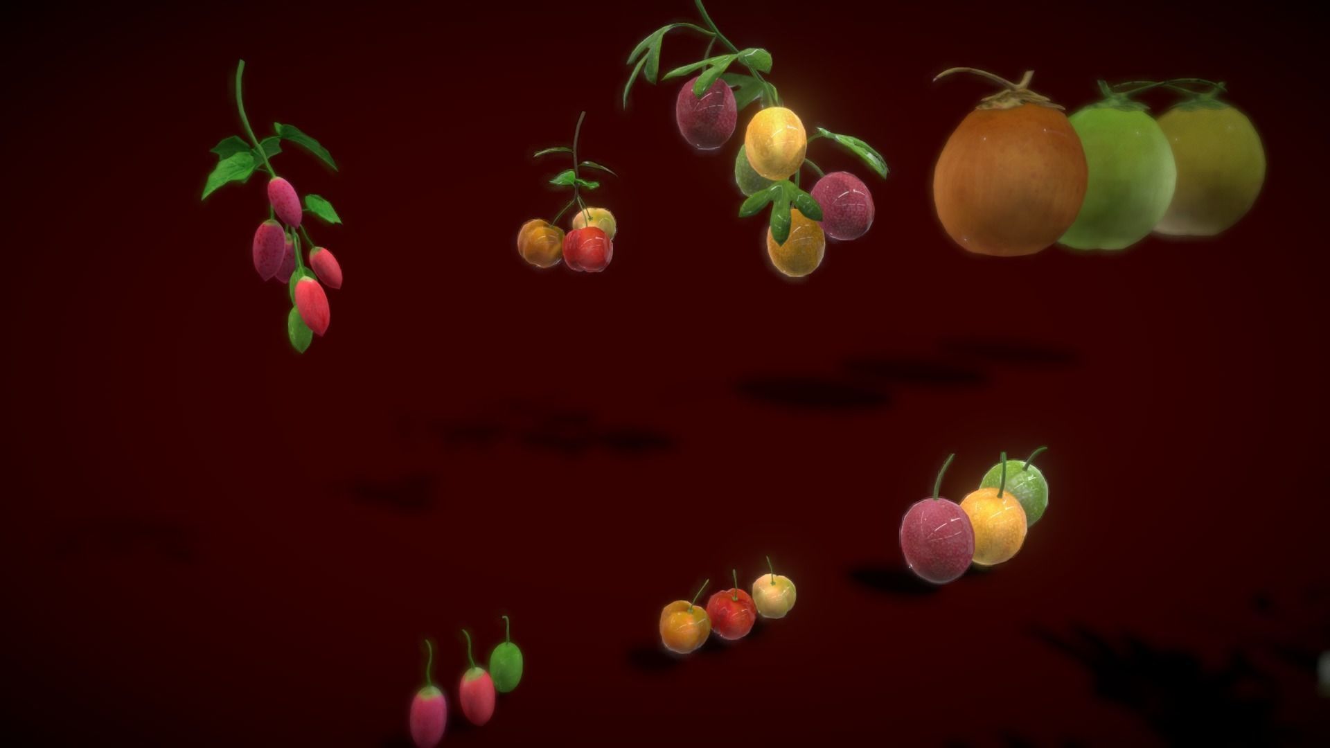 Collection Fruit Path 4 Low-poly 3D model_10