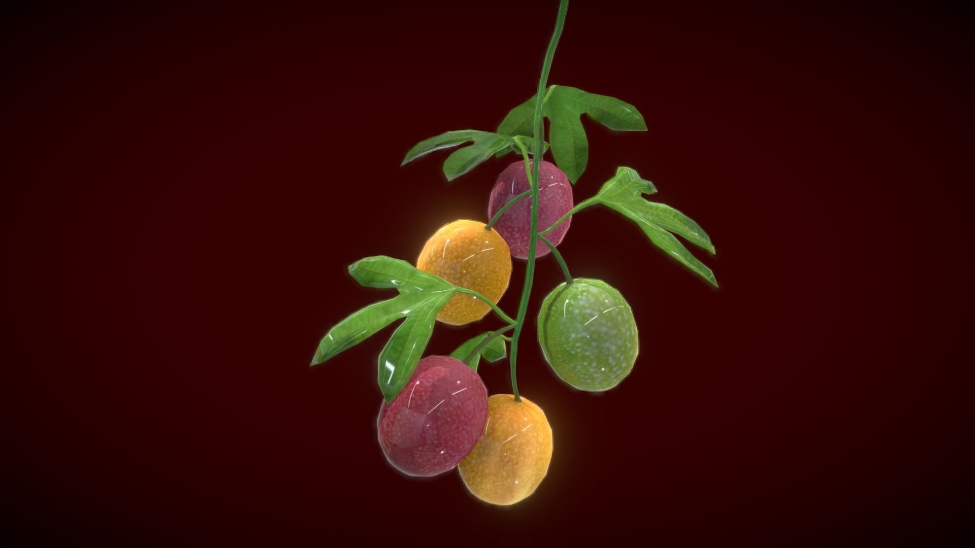 Collection Fruit Path 4 Low-poly 3D model_6