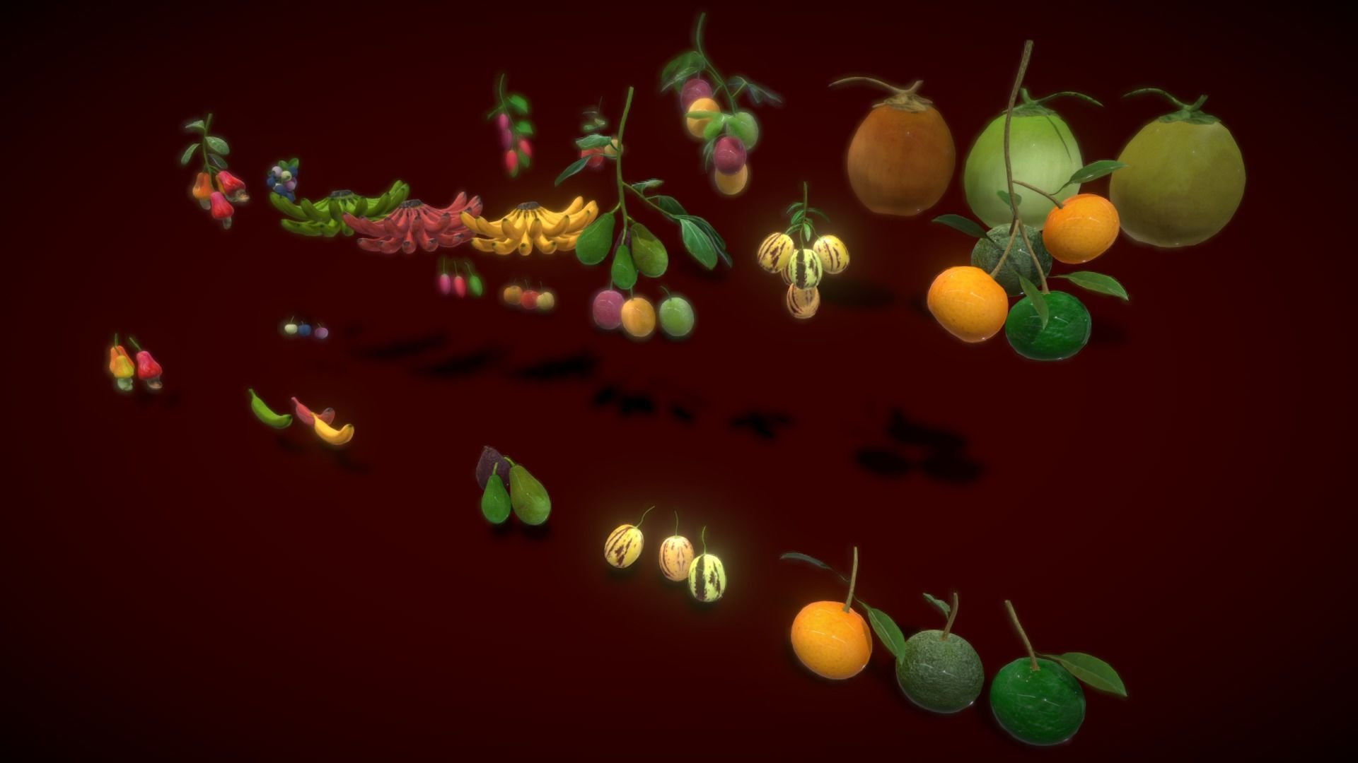 Collection Fruit Path 4 Low-poly 3D model_2