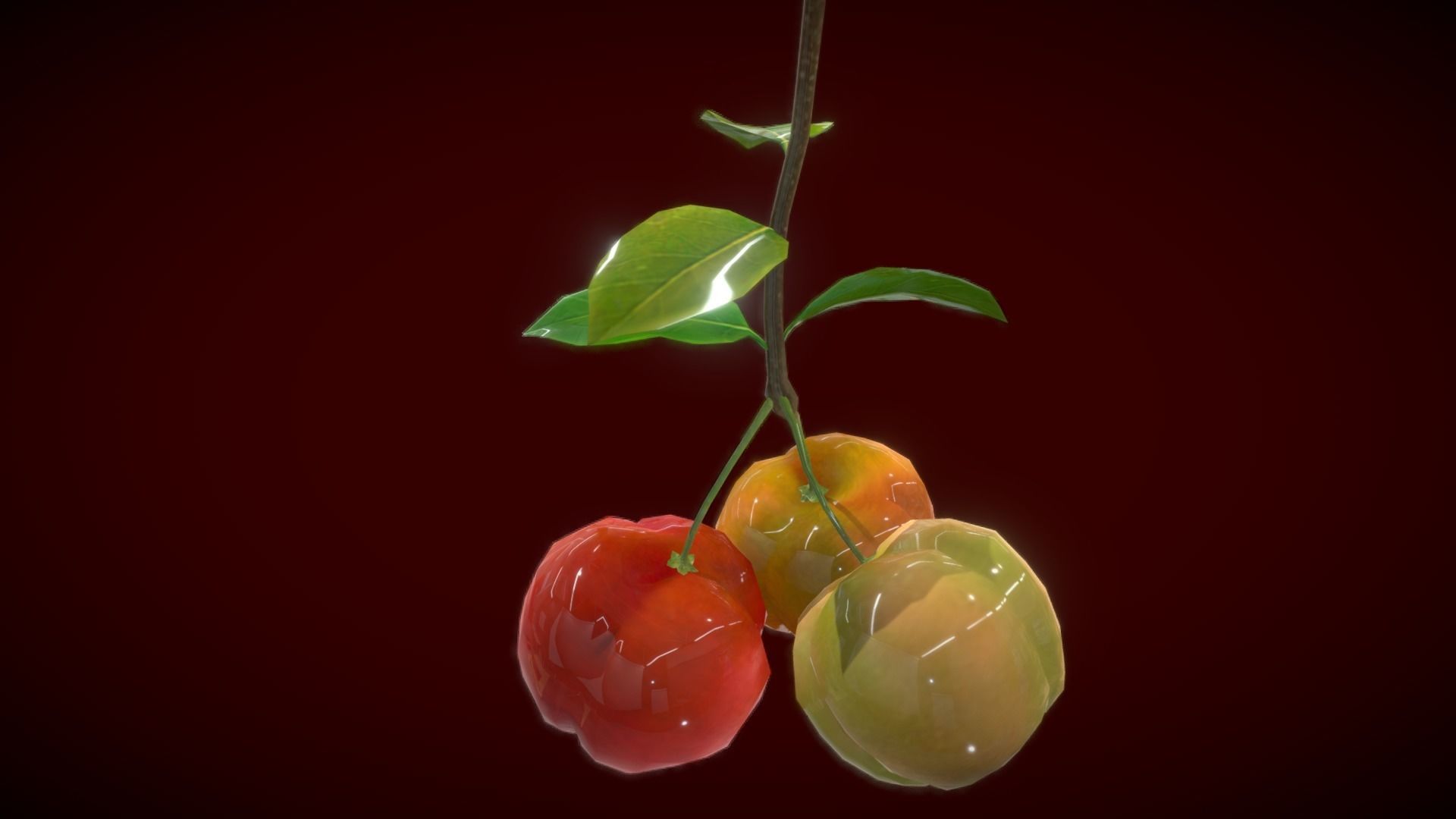 Collection Fruit Path 4 Low-poly 3D model_7