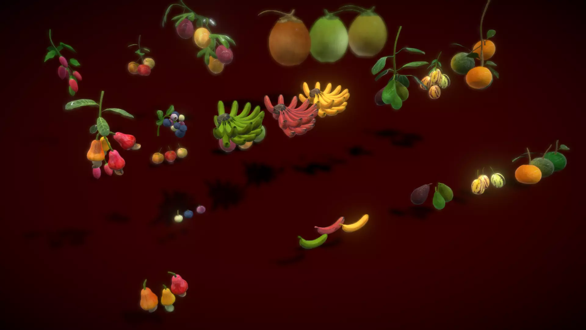 Collection Fruit Path 4 Low-poly 3D model_0