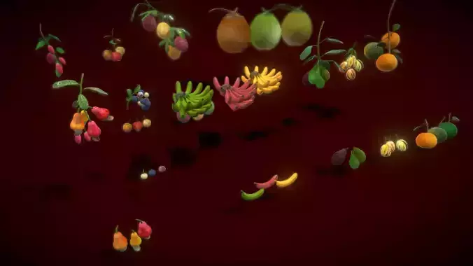Collection Fruit Path 4 Low-poly 3D model