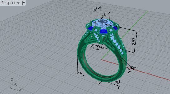 Smug blue and white stone diamond ring 2919 3D print model 3D print model_7