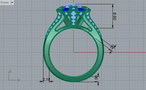 Smug blue and white stone diamond ring 2919 3D print model 3D print model_5