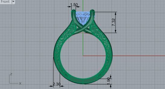 Diamond signet ring 2920 3D print model 3D print model_5