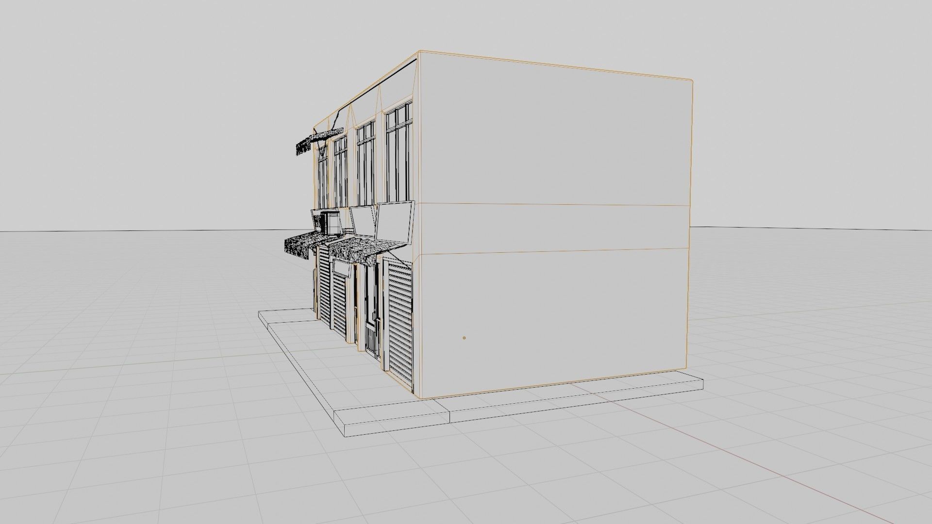 typical street Building with shops with 4k pbr textures Low-poly 3D model_11