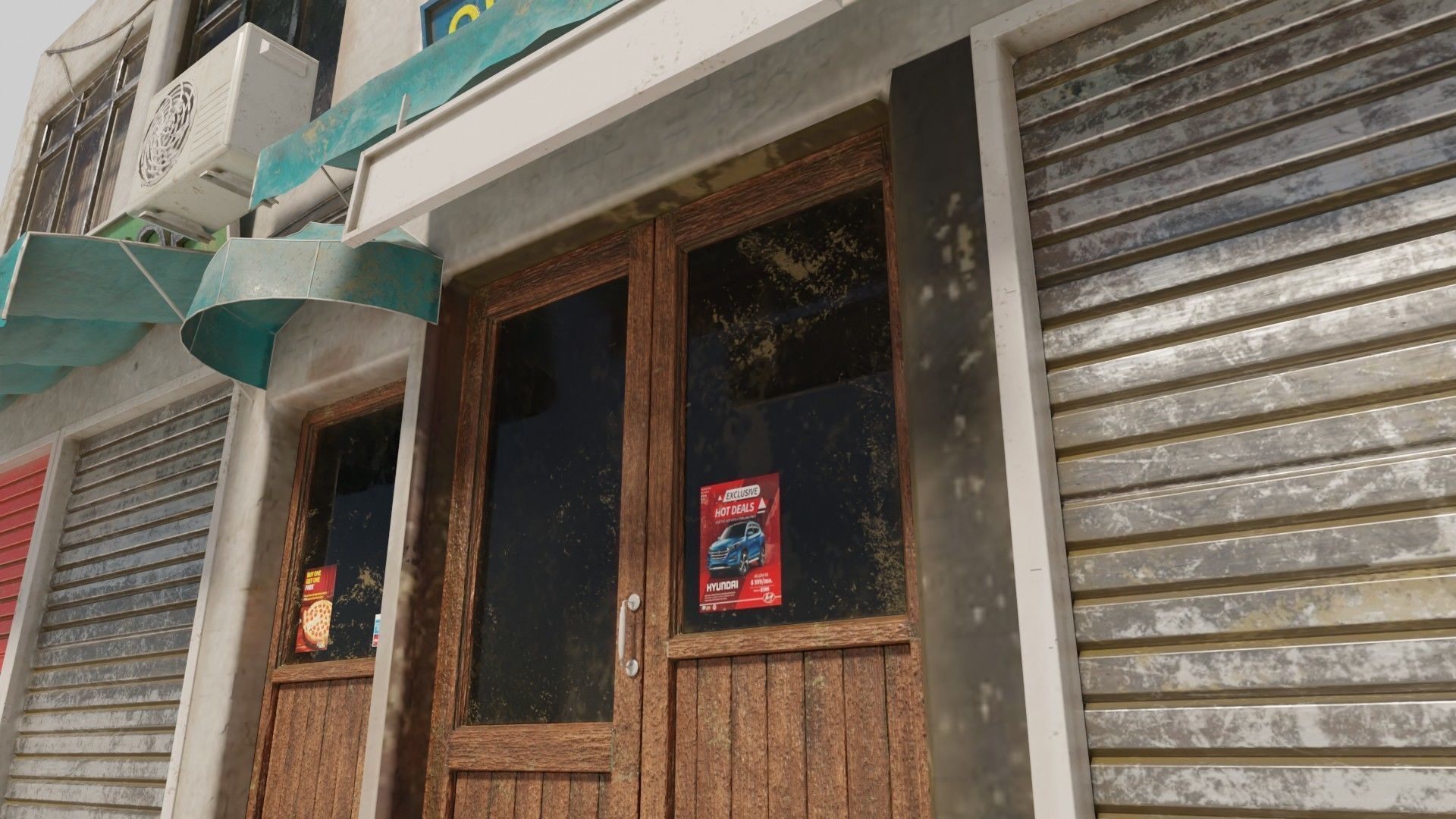 typical street Building with shops with 4k pbr textures Low-poly 3D model_6