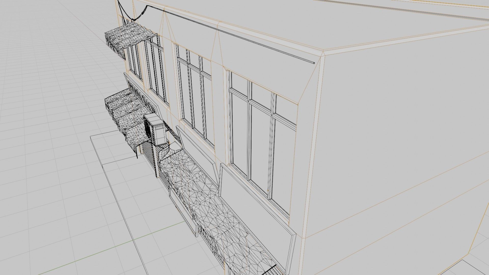 typical street Building with shops with 4k pbr textures Low-poly 3D model_17