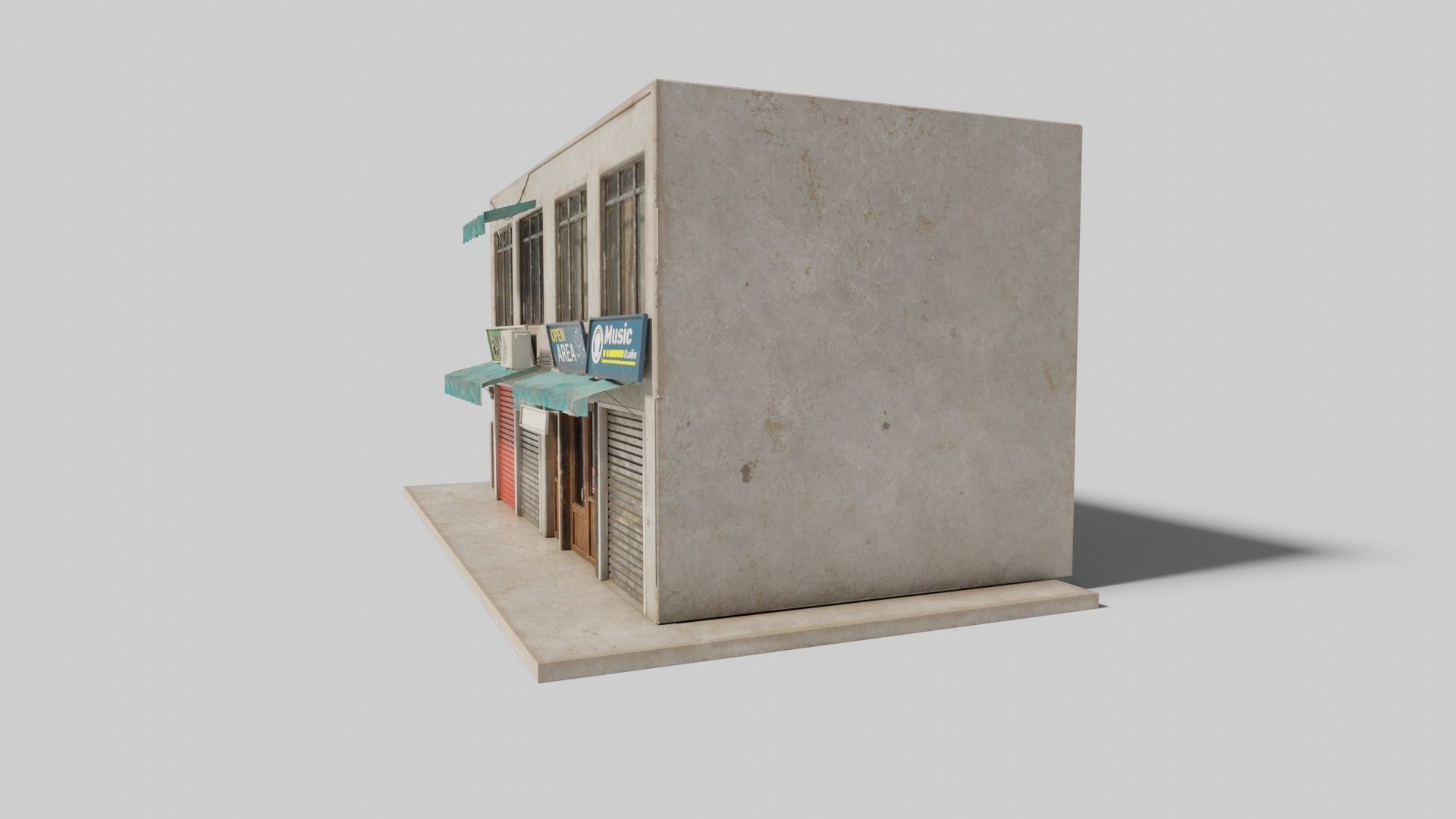 typical street Building with shops with 4k pbr textures Low-poly 3D model_3