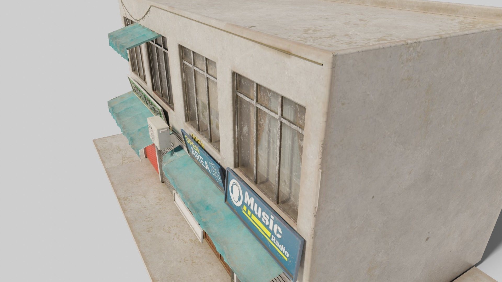 typical street Building with shops with 4k pbr textures Low-poly 3D model_7