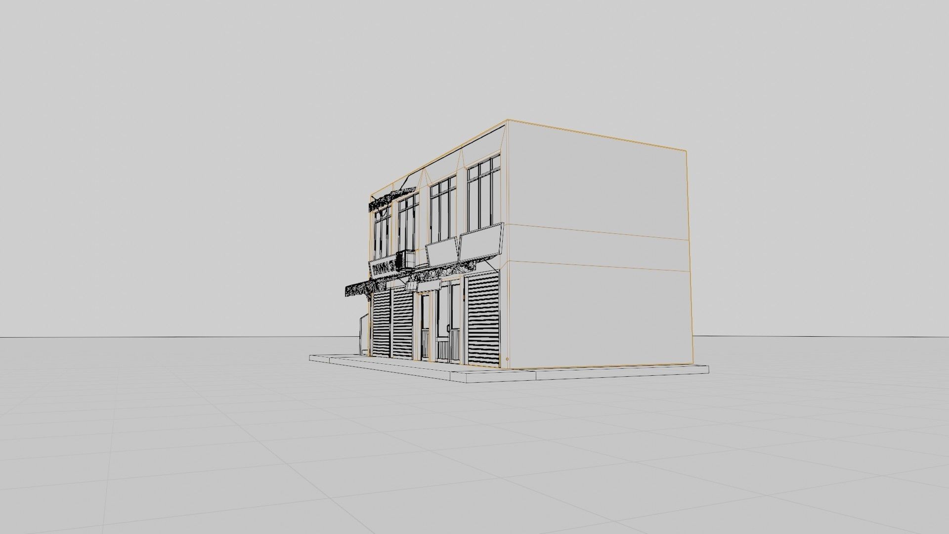 typical street Building with shops with 4k pbr textures Low-poly 3D model_14