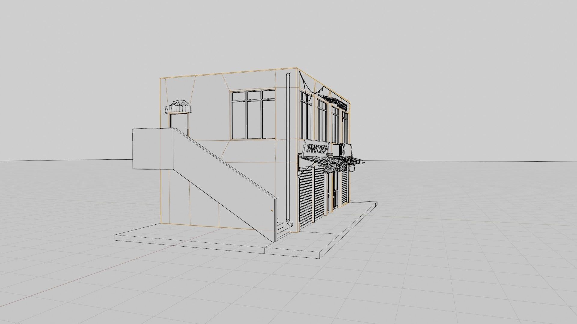 typical street Building with shops with 4k pbr textures Low-poly 3D model_15