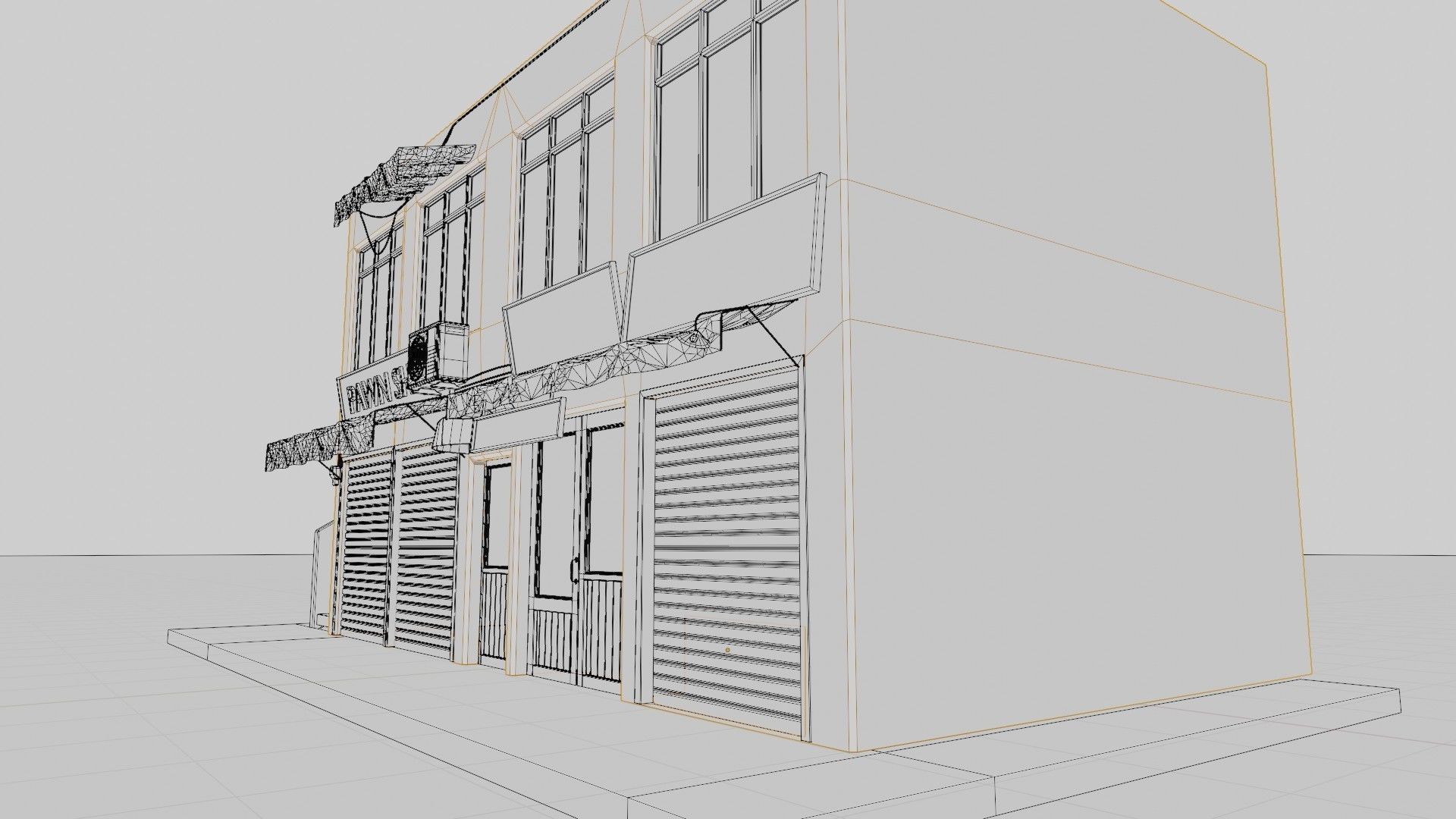 typical street Building with shops with 4k pbr textures Low-poly 3D model_12