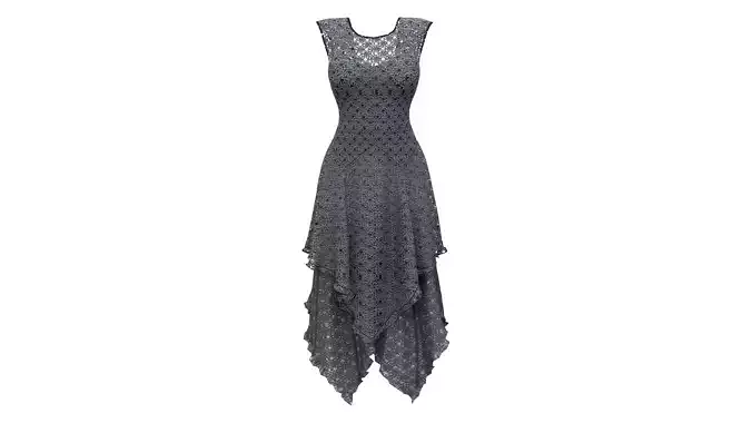 French Courtship Slip Dress Grey Low-poly 3D model