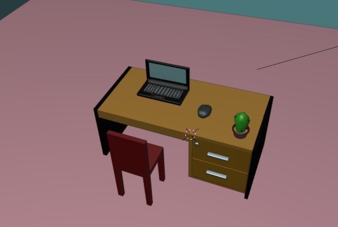 Simple office table low poly Free 3D model_3