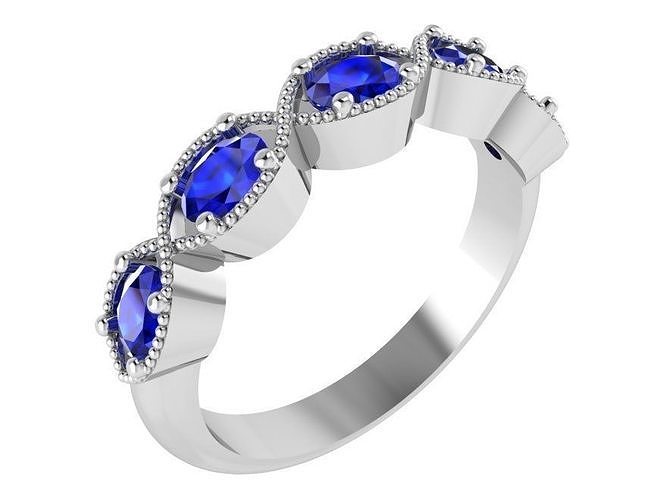 Blue 5-Stone ring 2923 3D print model  3D print model