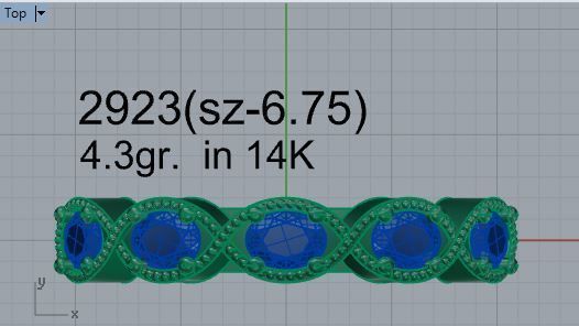 Blue 5-Stone ring 2923 3D print model  3D print model_4