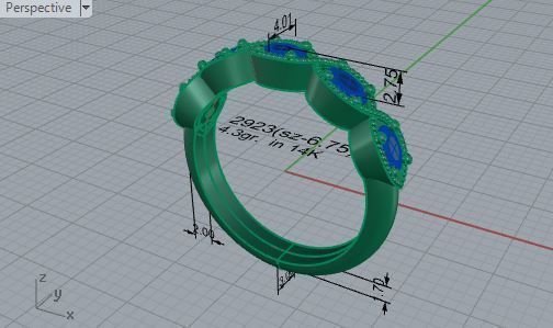Blue 5-Stone ring 2923 3D print model  3D print model_7