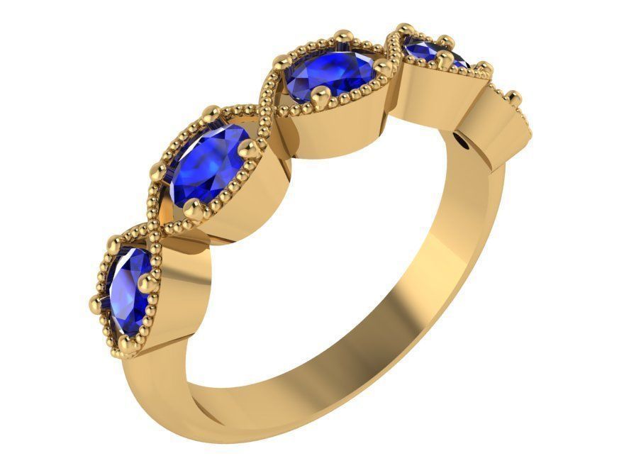 Blue 5-Stone ring 2923 3D print model  3D print model_1