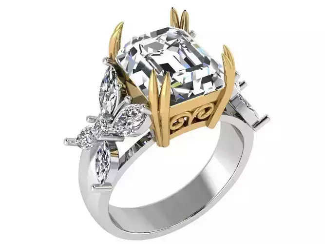 Thick peg head diamond ring 2925 3D print model