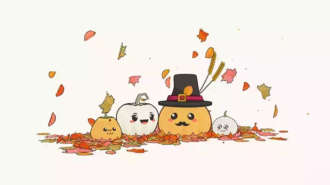 Pumpkin Family Thanksgiving Cartoon 