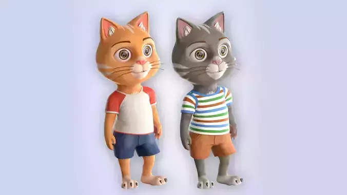 Cartoon Cat Cloth Low-poly 3D model