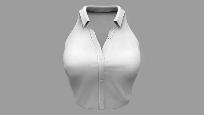 Tucked In Sleeveless Buttoned Up K-Pop Shirt