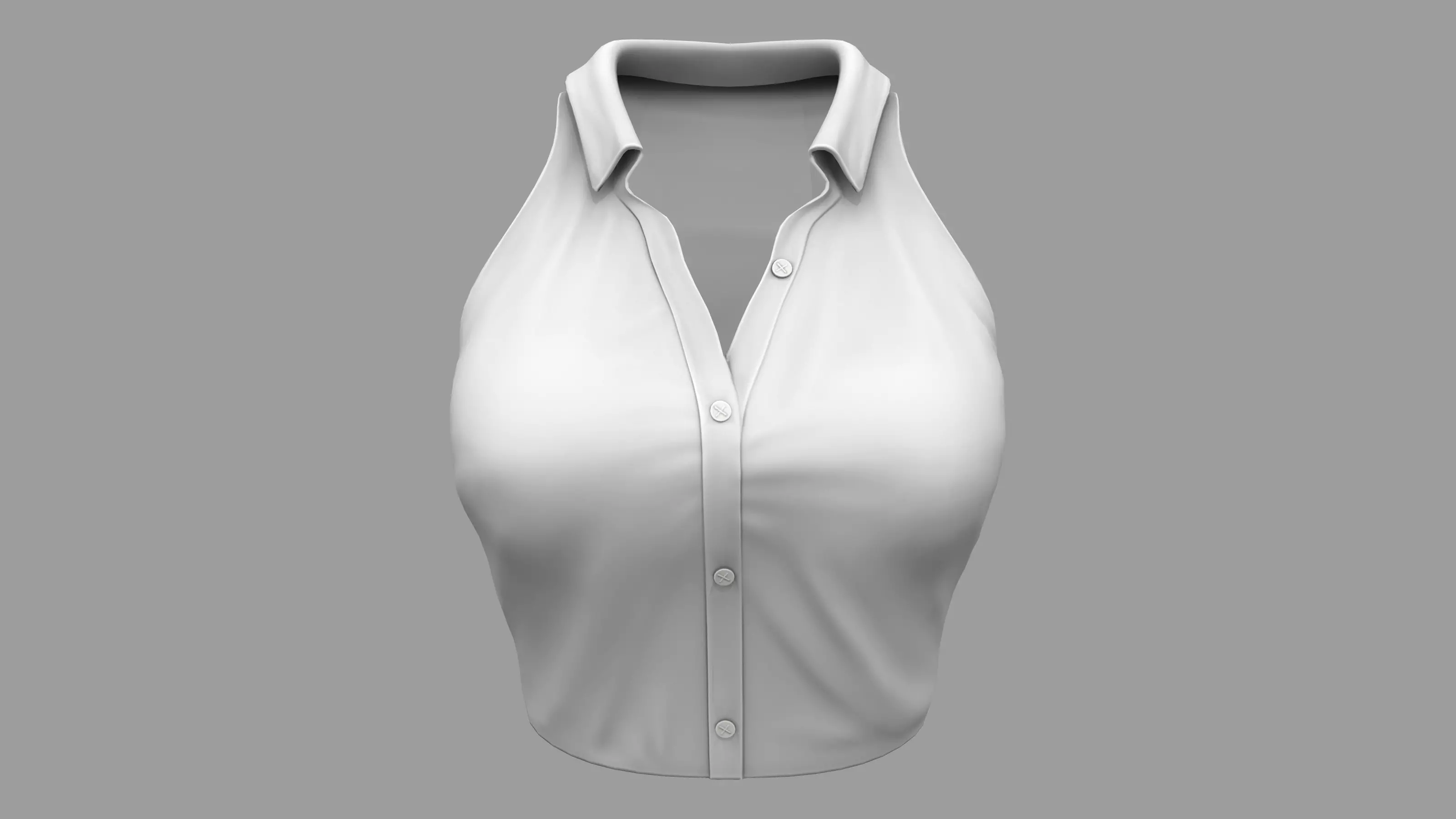 Tucked In Sleeveless Buttoned Up K-Pop Shirt Low-poly 3D model