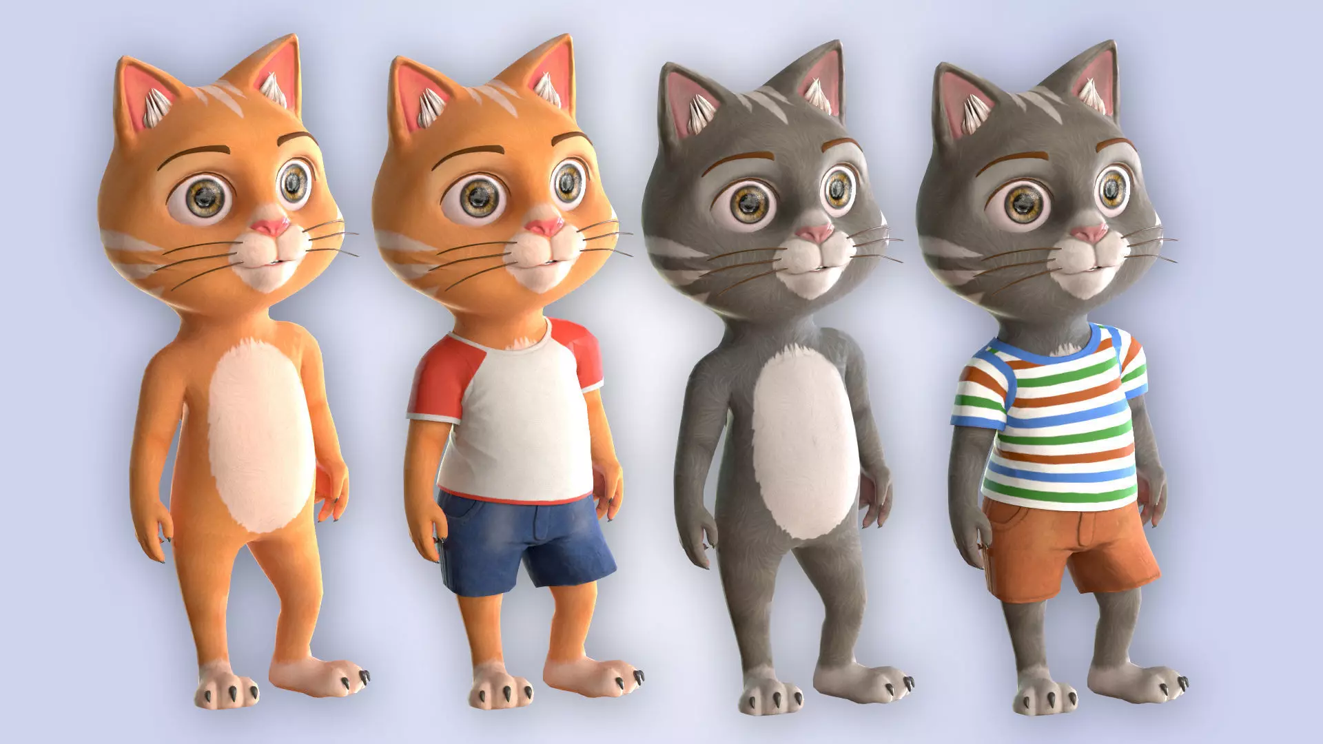 Cartoon Cat Set 3D Model Collection_0