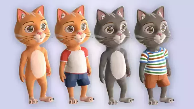 Cartoon Cat Set 3D Model Collection