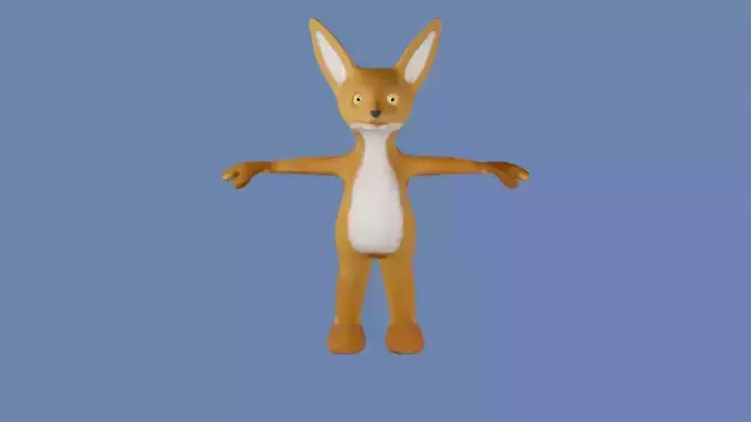 Cute Fox Mascot Character Low-poly 3D model