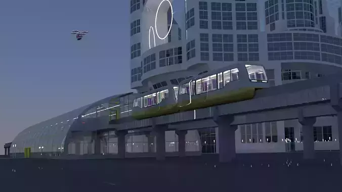 Future city with monorail