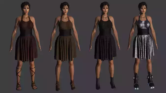 3D Female Clothes - Basic Dress Casual Model